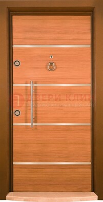 Коричневая входная дверь c МДФ панелью ЧД-11 в частный дом в Калуге