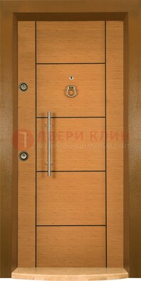 Коричневая входная дверь c МДФ панелью ЧД-13 в частный дом в Калуге