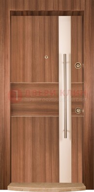 Коричневая входная дверь c МДФ панелью ЧД-14 в частный дом в Калуге
