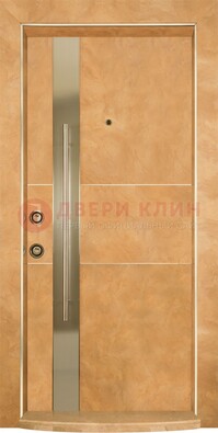 Коричневая входная дверь c МДФ панелью ЧД-20 в частный дом в Калуге