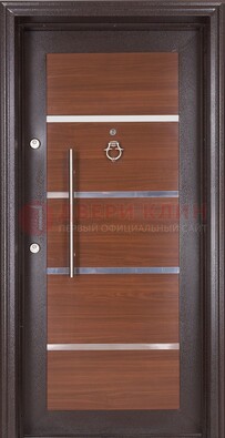 Коричневая входная дверь c МДФ панелью ЧД-27 в частный дом в Калуге