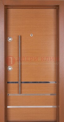 Коричневая входная дверь c МДФ панелью ЧД-31 в частный дом в Калуге