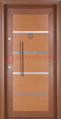 Коричневая входная дверь c МДФ панелью ЧД-33 в частный дом в Калуге