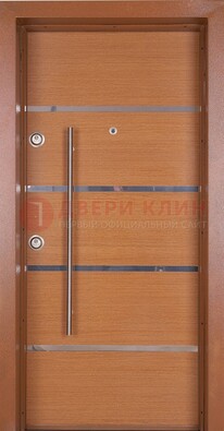 Коричневая входная дверь c МДФ панелью ЧД-35 в частный дом в Калуге