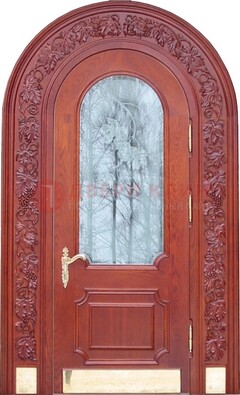 Толстая металлическая арочная дверь со стеклом ДА-20 в Калуге