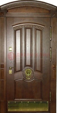 Хорошая стальная арочная дверь с декоративным элементом ДА-23 в Калуге
