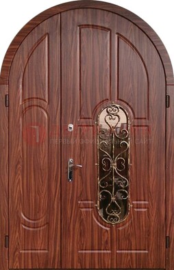 Арочная двухстворчатая стальная дверь Винорит ДА-54 в Калуге