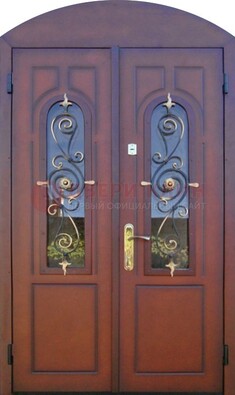 Двухстворчатая стальная дверь Винорит в форме арки ДА-55 в Калуге