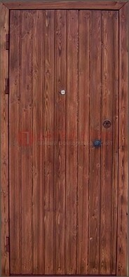 Коричневая железная дверь с евровагонкой ДЕ-18 в Калуге