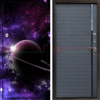 Черная металлическая дверь с фотопечатью ДФ-20 в Калуге
