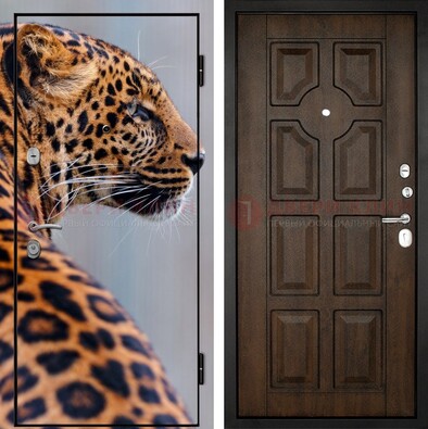 Металлическая дверь с фотопечатью леопарда ДФ-26 в Калуге