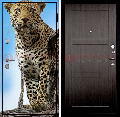 Железная дверь с рисунком гепарда снаружи ДФ-27 в Калуге