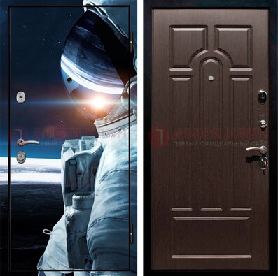 Синяя стальная дверь с фотопечатью ДФ-4 в Калуге