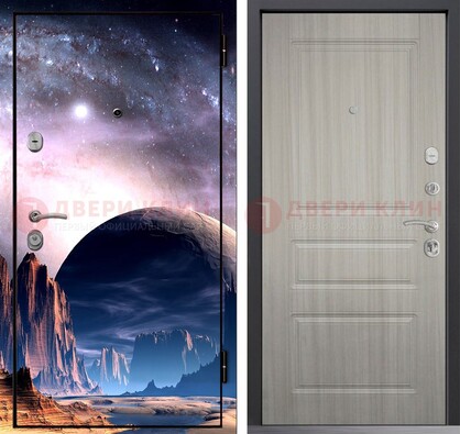 Железная дверь с фотопечатью космоса и планеты ДФ-50 в Калуге