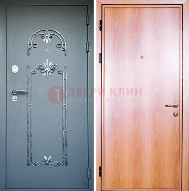 Железная дверь с ковкой ламинат внутри ДК-11 в квартиру в Калуге