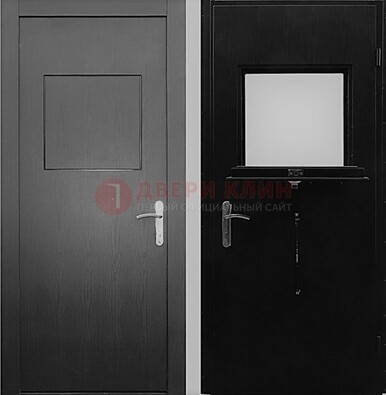 Черная стальная дверь в кассу ламинат внутри ДКС-3 в Калуге