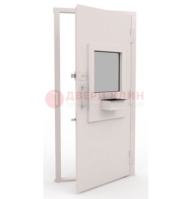Белая металлическая дверь в кассу с нитроэмалью ДКС-4 в Калуге