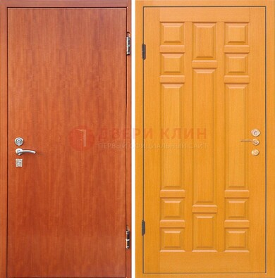 Оранжевая входная дверь с ламинатом МДФ внутри ДЛ-21 в Калуге