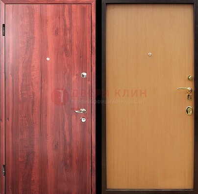 Красная железная дверь с ламинатом ДЛ-3 в Калуге