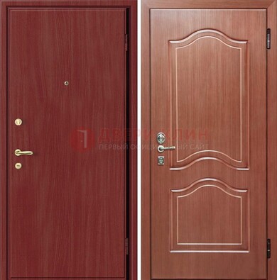 Красная металлическая дверь с ламинатом МДФ внутри ДЛ-8 в Калуге