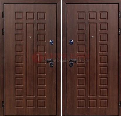 Коричневая железная дверь с МДФ снаружи ДМ-113 в Калуге