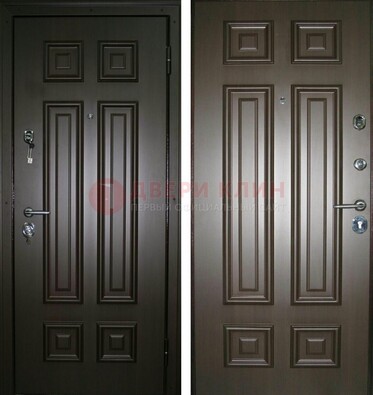 Темная металлическая дверь с МДФ ДМ-136 в квартиру в Калуге