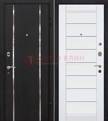 Черная входная дверь с МДФ и декоративными вставками ДМ-143 в Калуге