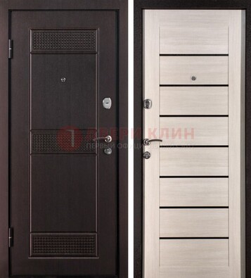 Темная стальная дверь с МДФ ДМ-147 для улицы в Калуге