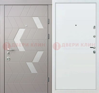 Светлая металлическая дверь с терморазрывом и МДФ панелью ДМ-190 в Котельниках