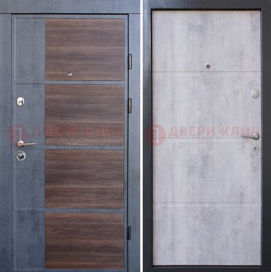 Серая железная дверь коричневой вставкой с терморазрывом и МДФ ДМ-211 в Мурманске