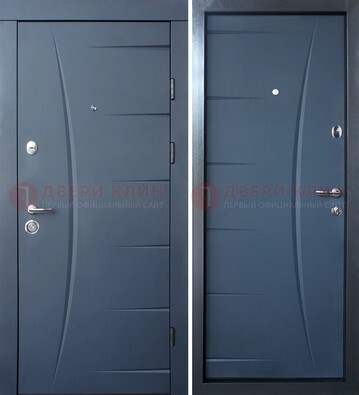 Серая входная дверь с фигурной фрезеровкой МДФ ДМ-213 в Калуге