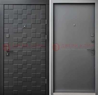 Темная стальная филенчатая дверь с МДФ ДМ-221 в Калуге