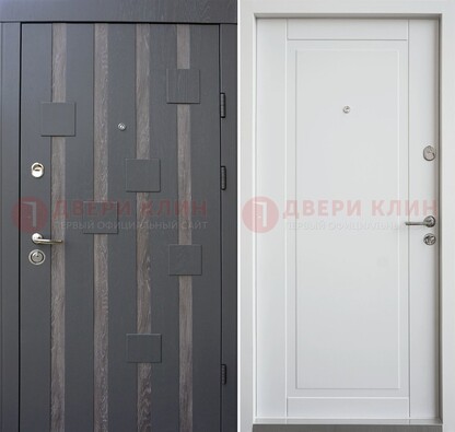 Темная металлическая дверь c белом МДФ внутри ДМ-231 в Калуге