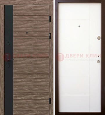 Коричневая входная дверь с черной вставкой МДФ ДМ-239 в Калуге