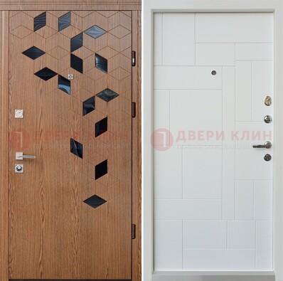 Металлическая белая дверь c МДФ Махагон ДМ-256 в Калуге