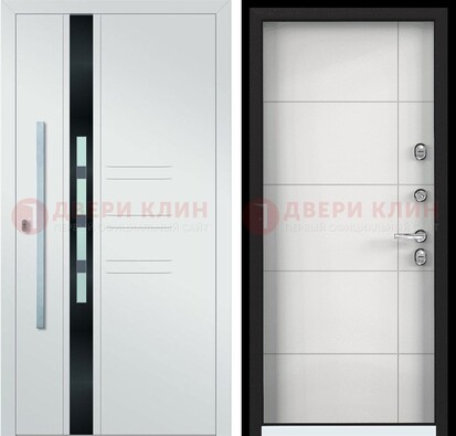 Металлическая дверь в белом цвете с МДФ ДМ-323 в Калуге