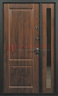 Темная железная дверь с панелью МДФ с зеркалом ДМ-338 в Калуге