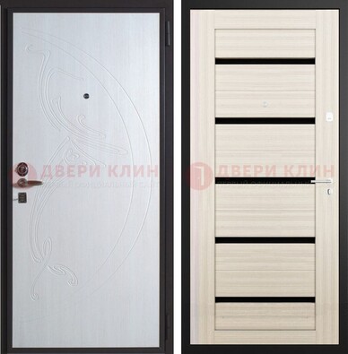 Белая стальная дверь с МДФ ДМ-346 в Калуге