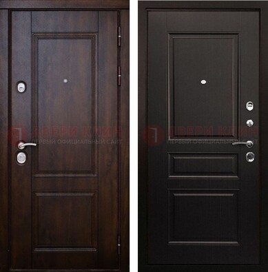 Классическая железная дверь с темными МДФ панелями ДМ-390 в Калуге