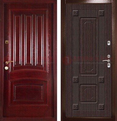 Красная стальная дверь с филенчатой МДФ ДМ-398 в Калуге