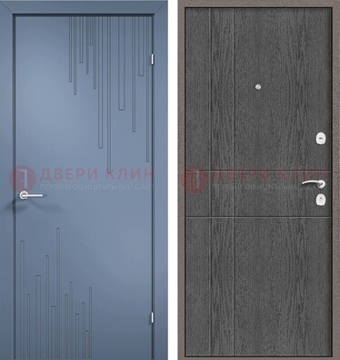 Синяя металлическая дверь МДФ в квартиру ДМ-434 в Калуге