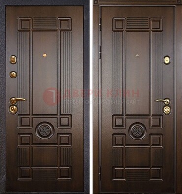 Квартирная коричневая железная дверь с МДФ ДМ-45 в Калуге