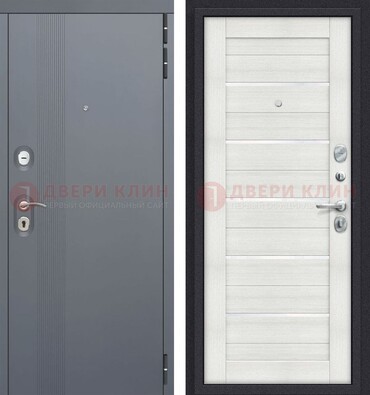 Железная дверь с серой и белой МДФ ДМ-462 