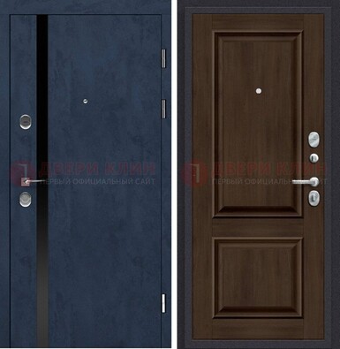 Синяя входная дверь МДФ с обеих сторон ДМ-473 в Калуге