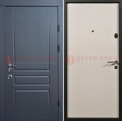 Темно-серая стальная дверь с МДФ хайтек ДМ-481 в Калуге