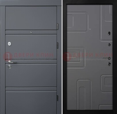 Серая металлическая дверь с МДФ в квартиру ДМ-485 в Калуге