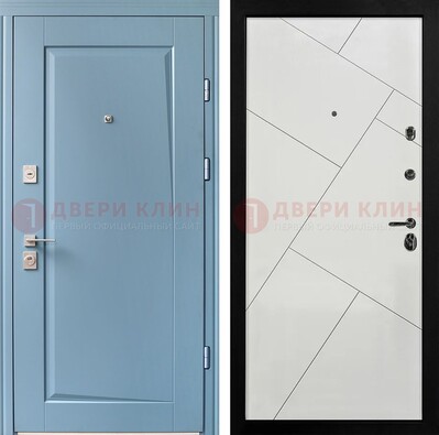 Синяя железная дверь с МДФ панелями ДМ-491 в Калуге