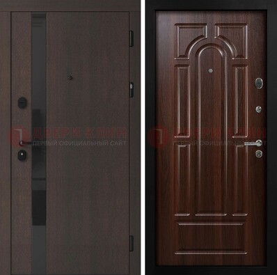 Темная входная дверь с МДФ панелями в квартиру ДМ-499 в Калуге