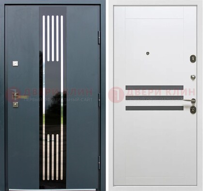 Темная квартирная дверь с разными МДФ ДМ-504 в Калуге