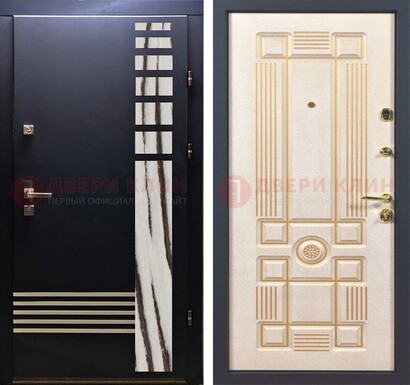 Черная железная дверь с МДФ панелями ДМ-510 в Калуге